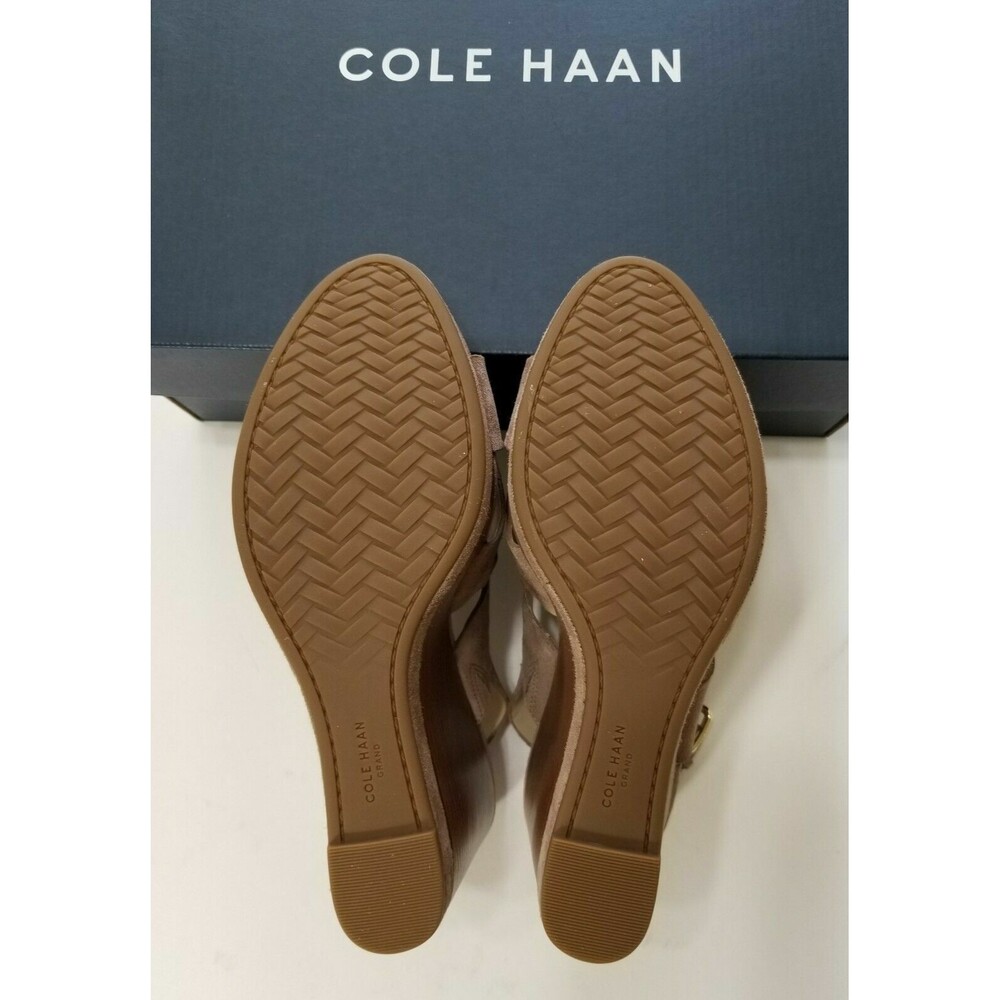 Cole Haan Laci Suede Platform Slingback Wedge Sandal Stone Taupe NIB Size 9 9.5 - Picture 15 of 15